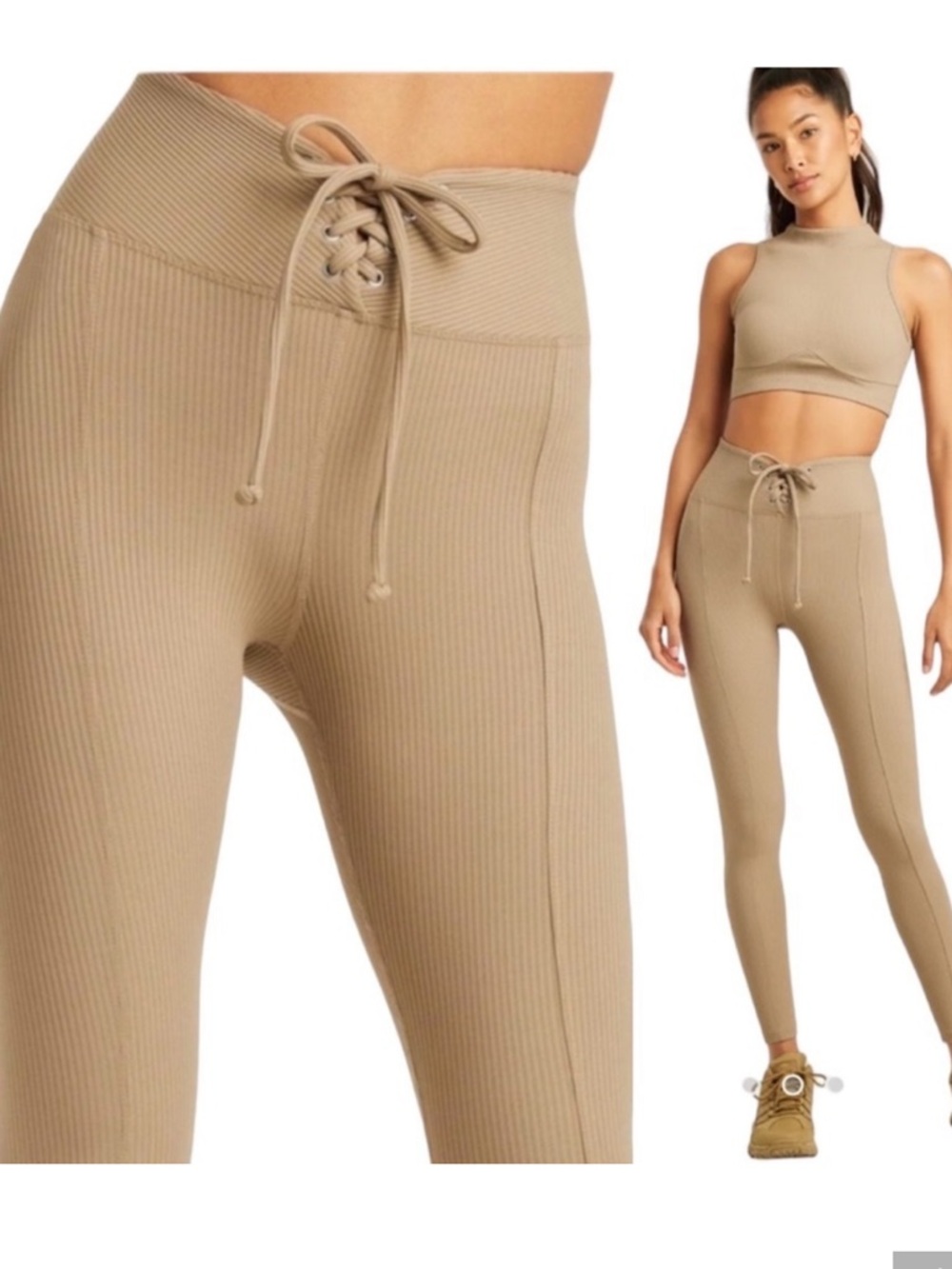Year of Ours Ribbed Football Legging in Caribou Tan